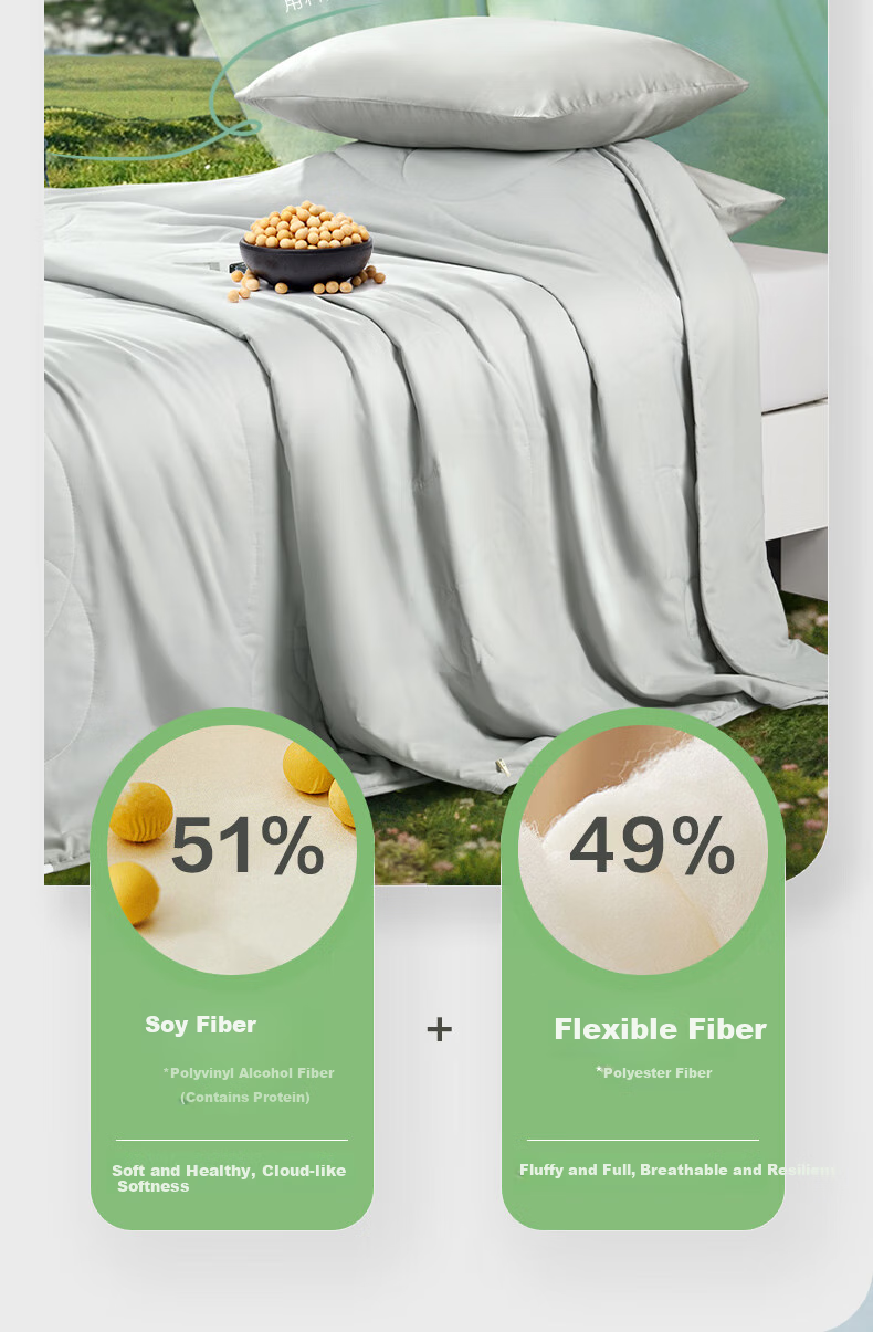 FUANNA Quilt, Soybean Fiber Summer Cool Quilt, Double Antibacterial Air Conditioning Quilt, Summer Thin Quilt Core 3.4 Jin 230x229cm 7
