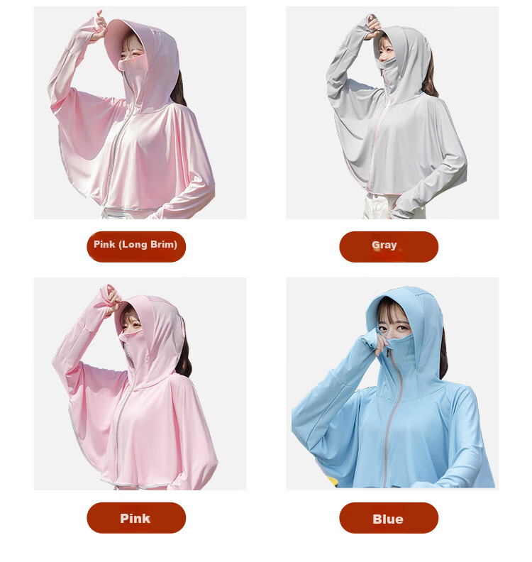 GLO-STORY Sun Protection Clothing for Women, Long-Sleeve Hooded UV-Resistant Jacket, Outdoor Anti-UV Shawl, WST114059 13
