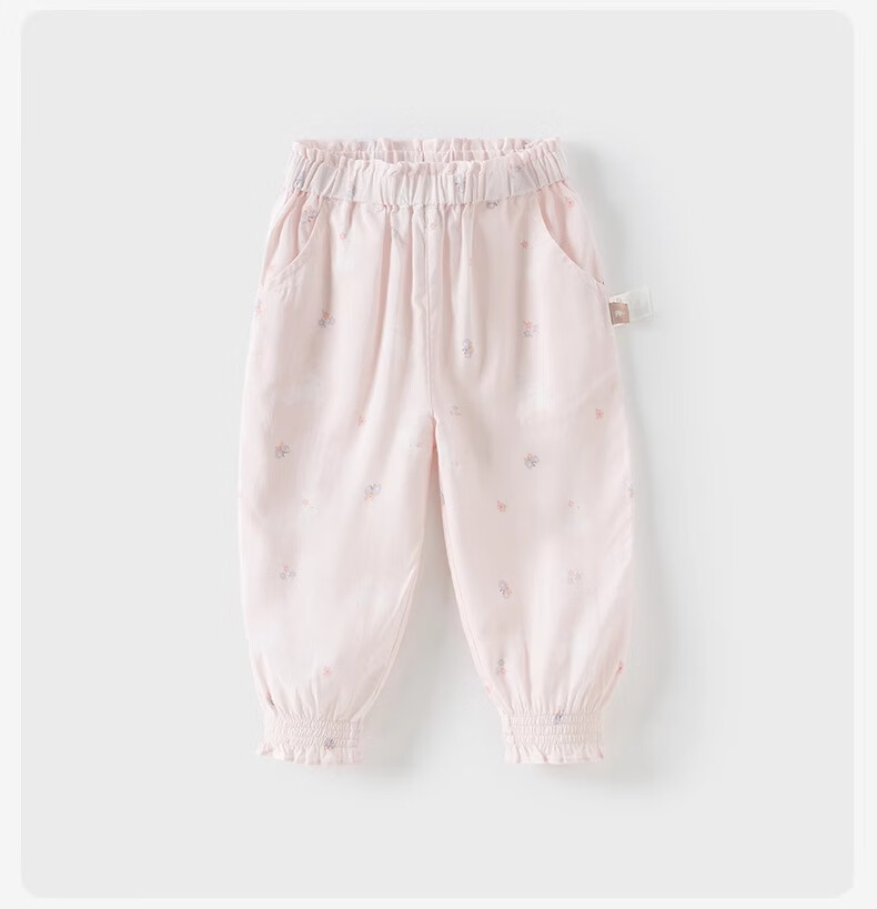 DAVE & BELLA Children's Mosquito-Repellent Pants, Girls' Antibacterial Cooling Trousers, Baby Girl's Ankle-Tied Pants, Summer Wear 16