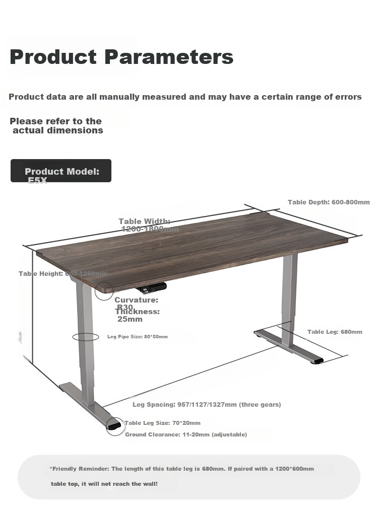 Loctek Electric Height Adjustable Desk, Computer Desk, Standing Desk for Office And Study, E5X-1.4M, Gray Wood Grain Color 13