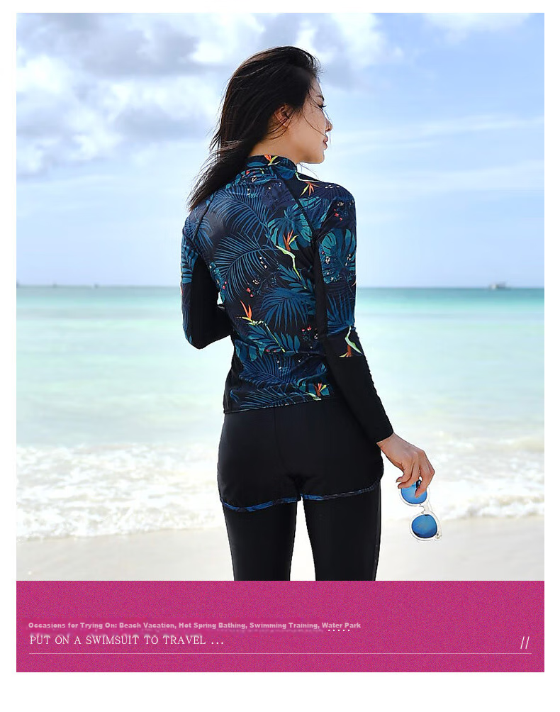 Barbie Couple's Wetsuits, Women's Two-Piece Long-Sleeve Sun Protection Jellyfish Suit, Snorkeling Suit, Surfing Suit Set, Slimming Swimwear 13