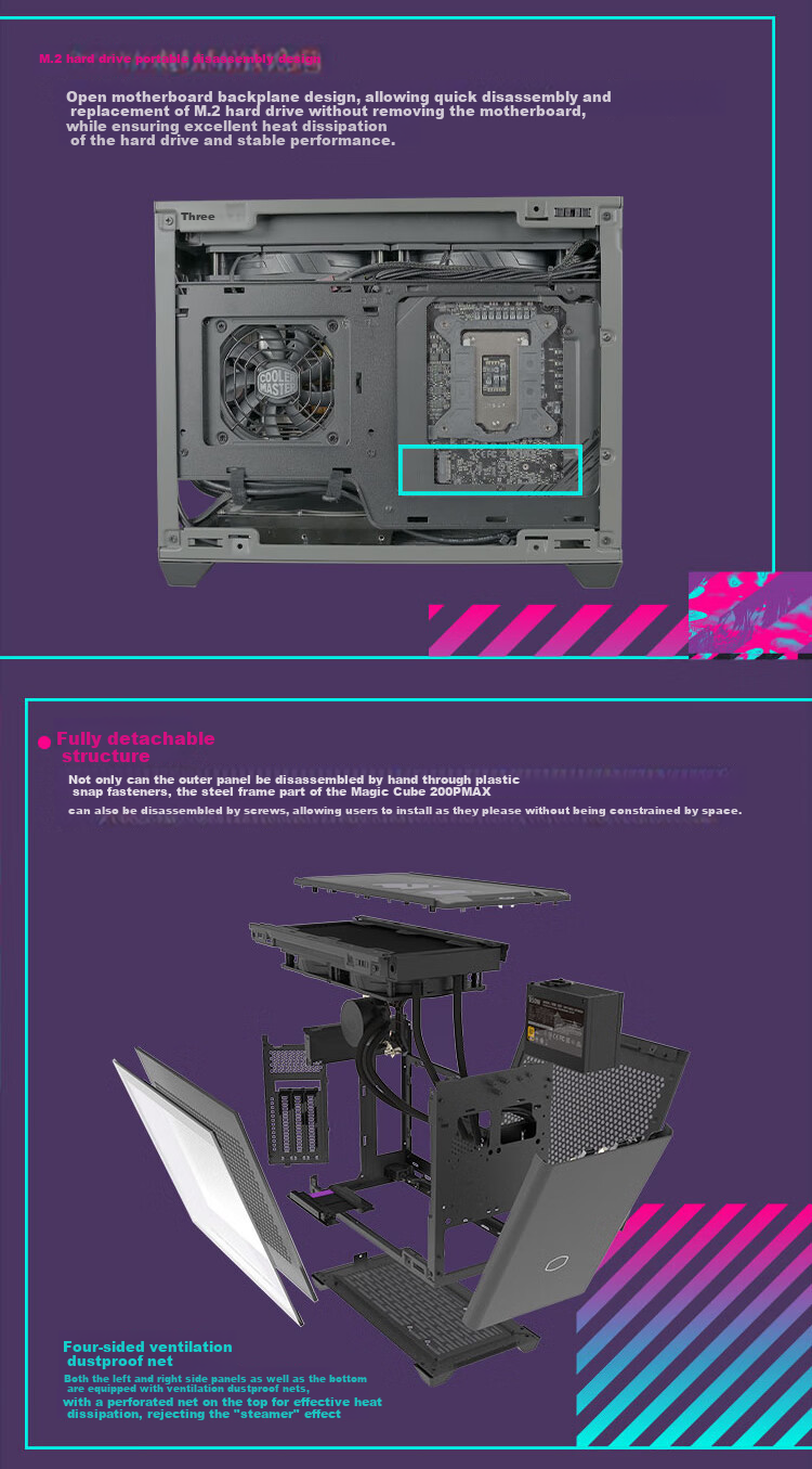 CoolerMaster NR200PMAX ITX Case Power Supply Combo, Including V850SFX Gold PSU & 280mm Water Cooling Radiator, Steel And Glass Side Panel, Tool-Free Installatio 10