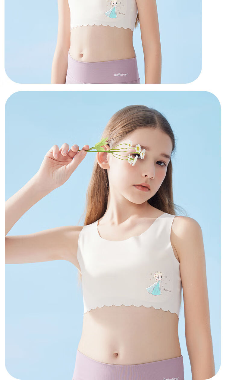 Dingguagua Girls' Underwear, Children's Puberty Stage One, Summer Ice Silk Thin Vest Bra for Elementary School Girls 12