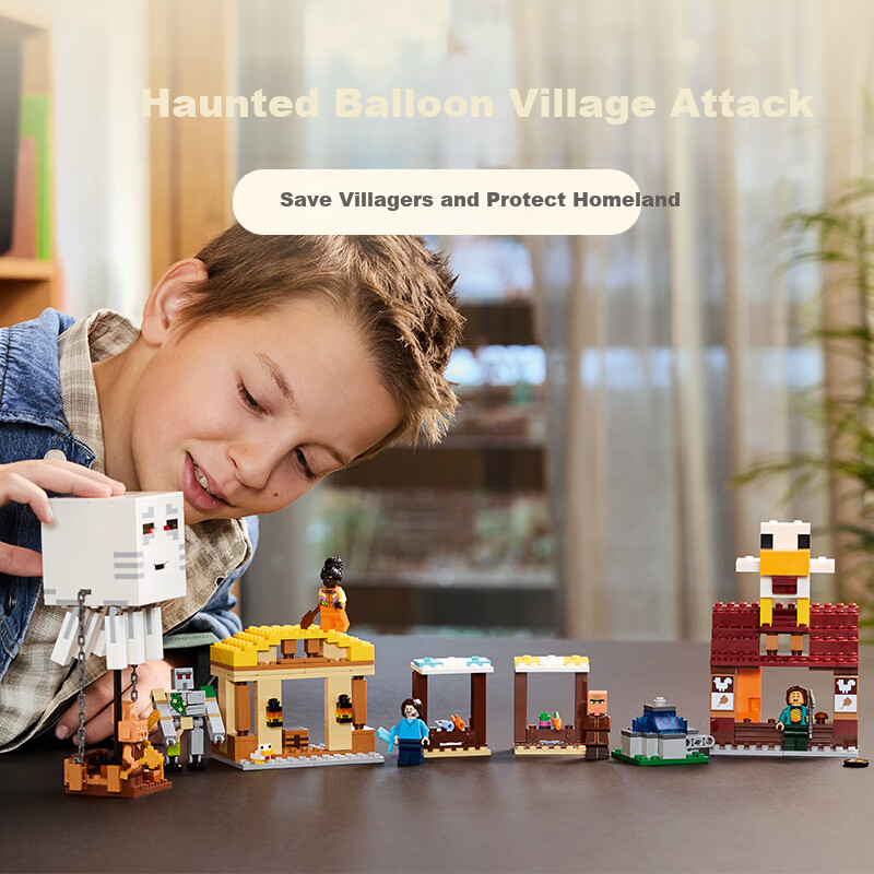 LEGO Minecraft 21273 Haunted Balloon Village Attack Building Set, Boys And Girls Children's Toy Birthday Gift Decoratio