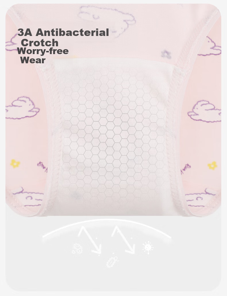 Jiusuiban Girls' Underwear, 50s Modal Antibacterial Thin Triangle Panties for Older Children, Baby A-Class Cartoon Cute Rabbit Shorts 5