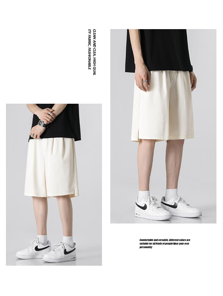 Dingfengbaoluo Summer Ice Silk Men's Loose Fit Comfortable Breathable Casual Sports Five-Point Shorts HZ21 Dark Gray 3XL 10