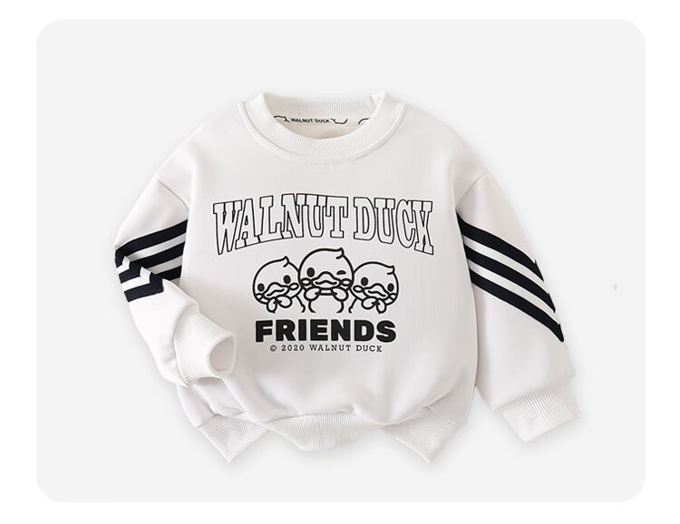 WALNUT DUCK [Children's Sweatshirt] Little Yellow Duck Boys And Girls 2025 Autumn Trendy Versatile Casual Top, White, Size 110 9