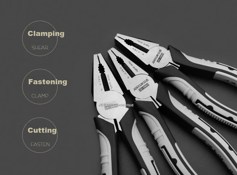 JERXUN Industrial Grade 8-Inch Wire Pliers, Multi-Purpose Tiger Pliers, Flat-Nose Pliers, Wire Cutters, High-Hardness Electrician's Pliers 2