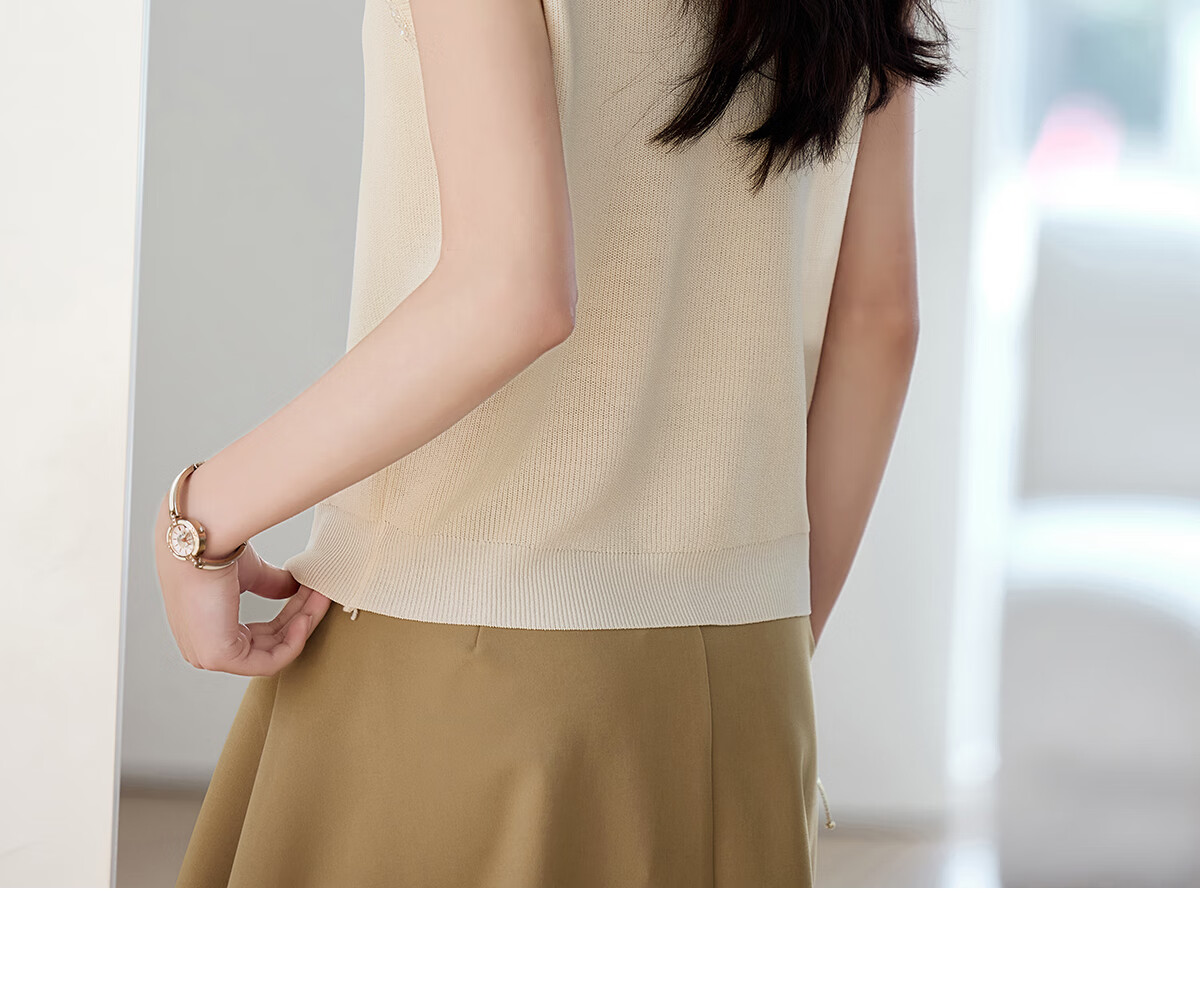 PinCai Women's Summer Solid Color Short-Sleeve Knitted T-Shirt, Distinctive Base Layer Top P52T077 34