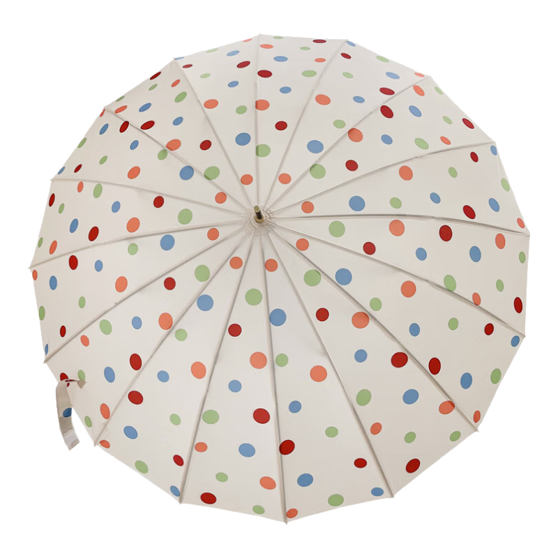 Fanyejia Atmosphere-Enhancing Korean-Style Long Handle Polka Dot Umbrella with 16 Ribs, Enlarged Windproof Automatic Reinforced Sturdy Double Umbrella, Perfect for Photography