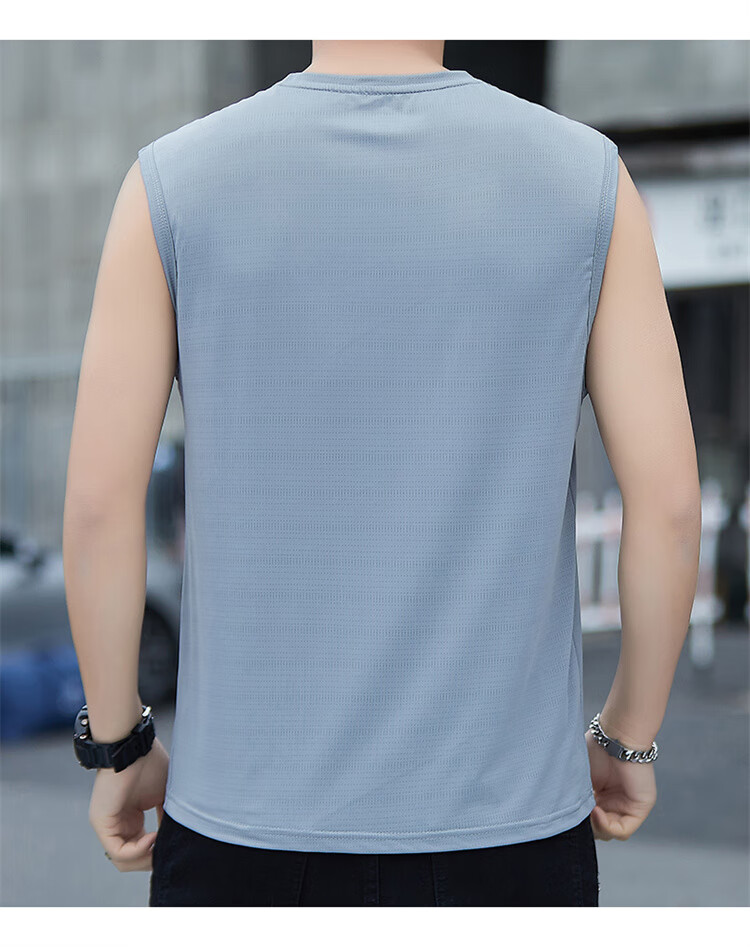 JEEP SPIRIT Men's Ice Silk Summer Sports Quick-Dry Sleeveless Loose Casual Base Tank Top Vest T-Shirt 12