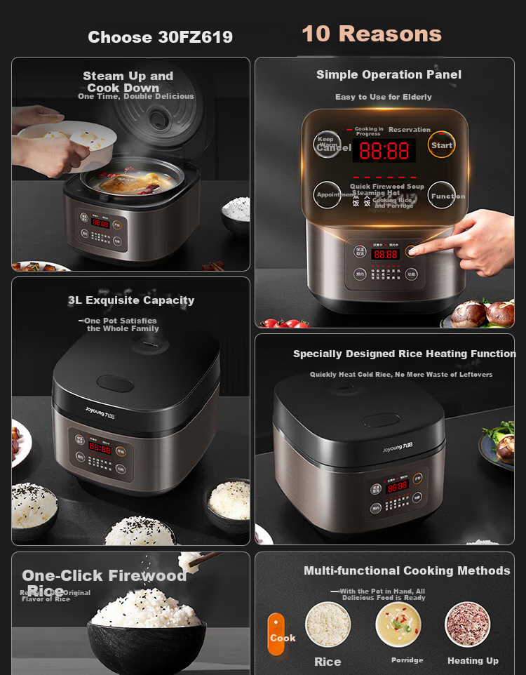 Joyoung Household 3L Rice Cooker, Multifunctional Smart Cooking Pot F-30FZ619 1