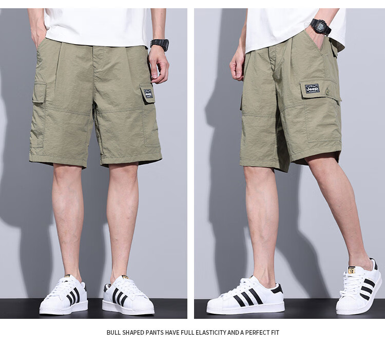 JEEP Ice Silk Workwear Five-Point Casual Shorts for Men, 2026 Summer Thin Loose Straight-Leg Cool Mid-Length Pants for Me 10