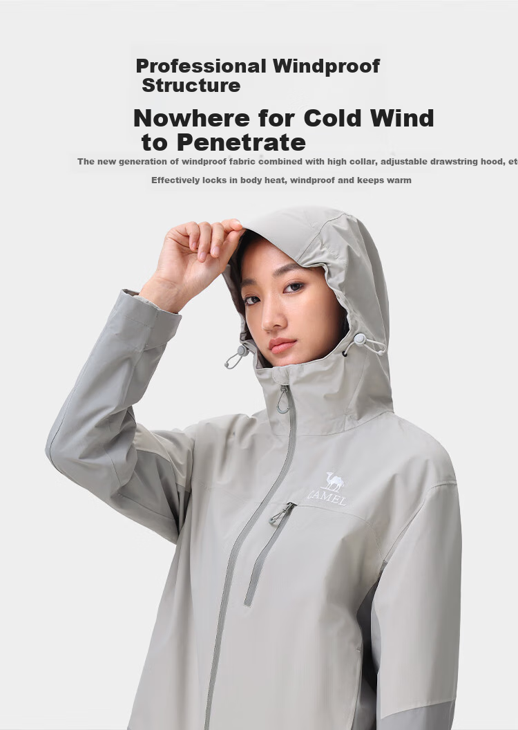 CAMEL [Iwano] Triple-Protection Hardshell Jacket for Men And Women, Color-Block Outdoor Windproof Waterproof Mountaineering Coat 8672 9