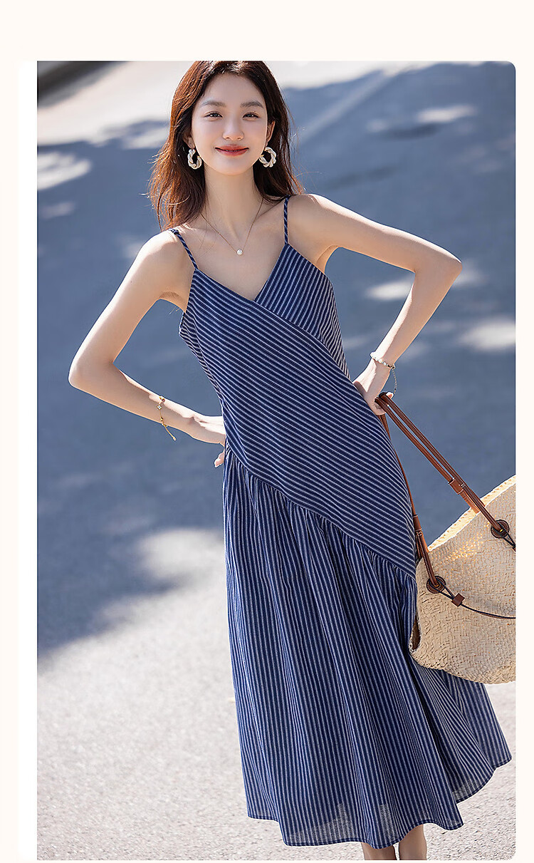 Demana [with Soft Cloud Cotton] Summer Multi-layer Spliced Sleeveless Strap Irregular A-line Women's Dress 3