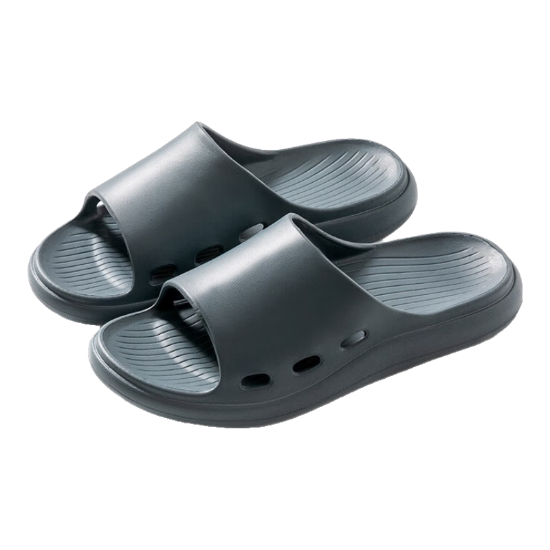 JD Original [3.5cm Squishy Feel] EVA Thick-Soled Bathroom Slippers for Men, Odor-Resistant Casual Sandals, Carbon Gray, Size 40-41