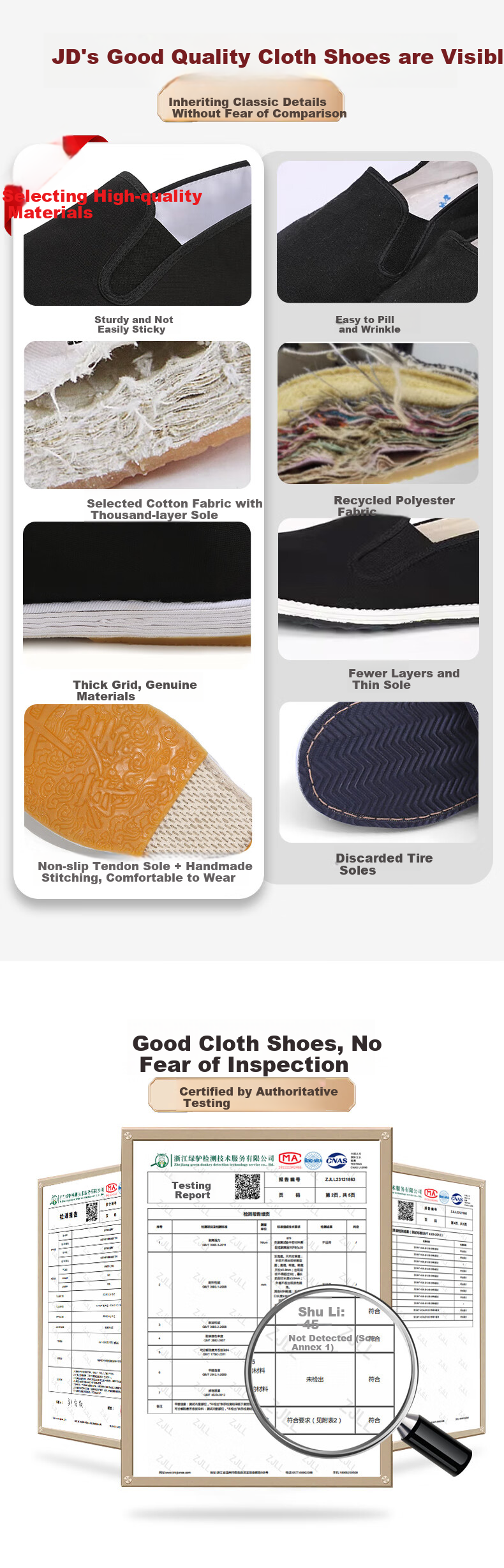 YUZHAOLIN Traditional Beijing Cloth Shoes, Handmade with Thousand-Layer Sole, Slip-On Loafers, Casual Comfortable Footwear for Men, Y1S-1003, Size 43 12