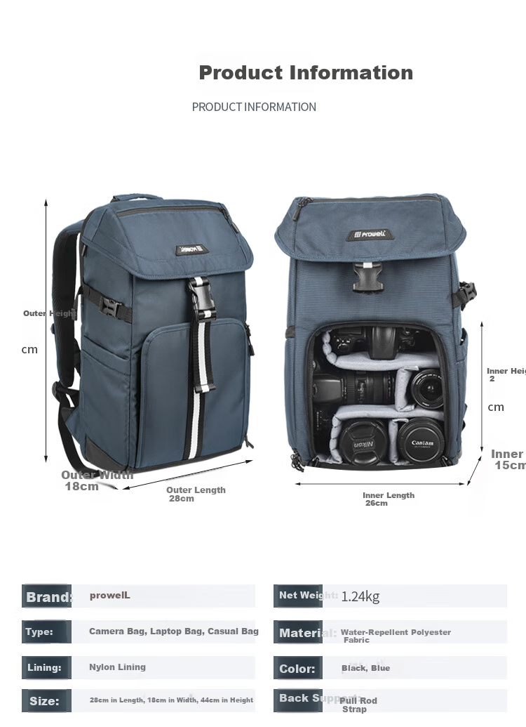 Pulewei DSLR Camera Bag, Backpack Photography Bag, Digital Canvas Outdoor Waterproof Travel Backpack 3