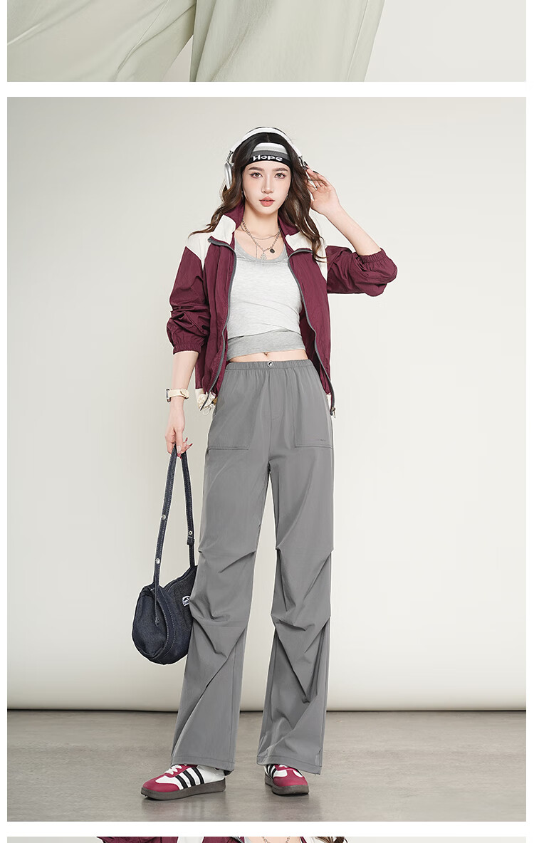 BOPRUIEY Women's Work Pants 2025 Summer Thin Convertible Narrow Leg Sports Hiking Casual Straight Leg Paratrooper Pants 15