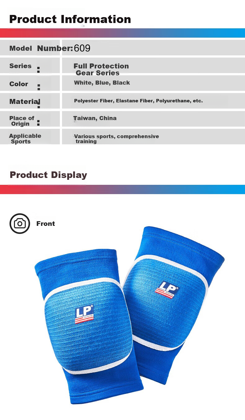 LP 609 Volleyball Knee Pads, Professional Training Thickened Protection, Sports Anti-Collision Kneeling Guard, Knee Pads in Black, Pair Set 2
