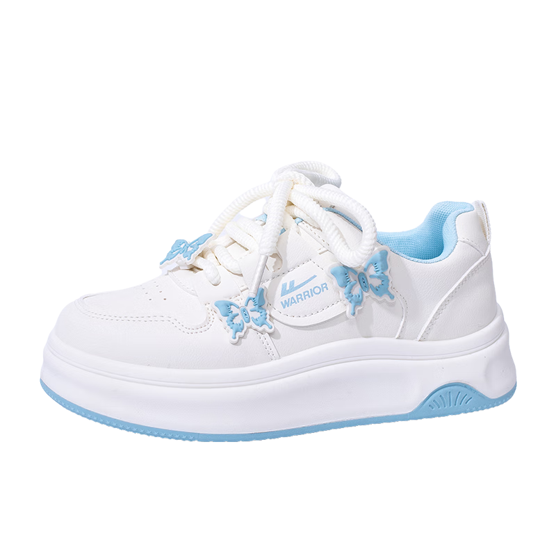 Warrior Women's Spring Thick-Soled Dopamine Sweet White Sneakers 5018Z Beige/Blue Size 39