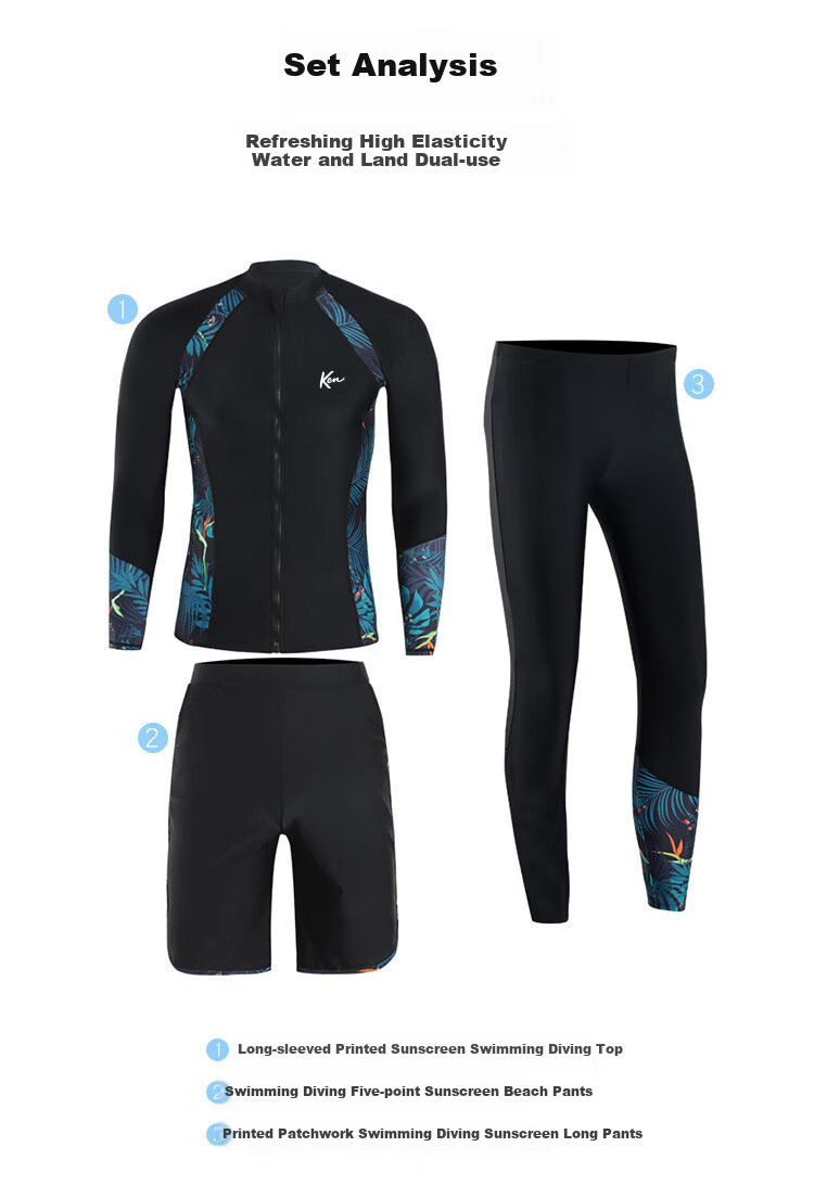 Barbie Couple's Wetsuits, Women's Two-Piece Long-Sleeve Sun Protection Jellyfish Suit, Snorkeling Suit, Surfing Suit Set, Slimming Swimwear 19
