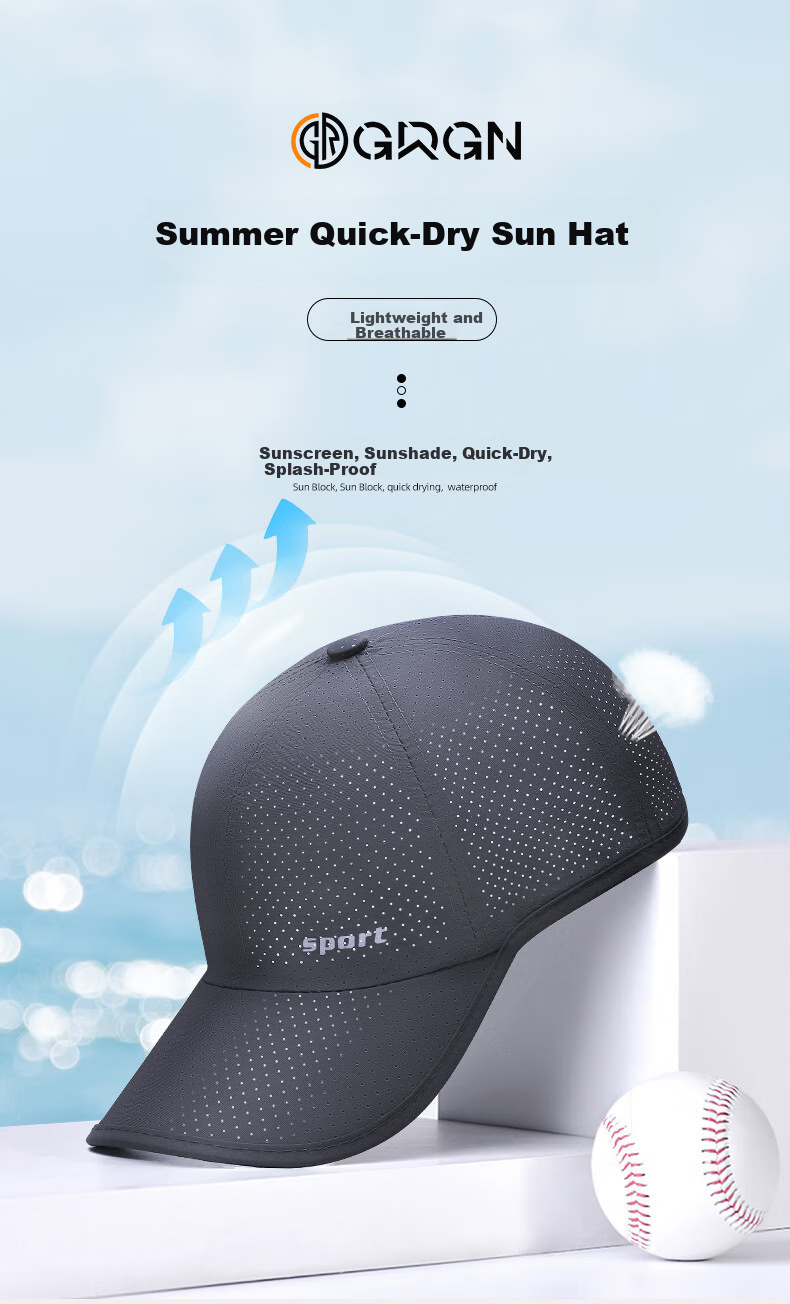 GRGN Men's Summer Lightweight Quick-Dry Baseball Cap, Outdoor Sun Protection, Casual Fishing Hat for Wome 1