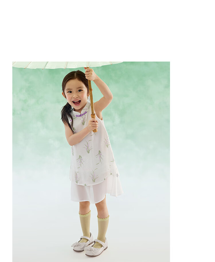 BALABALA Girls' Sleeveless Dress, New Chinese Style Dress, Baby Summer Outfit, Children's National Style Qipao Hanfu 13