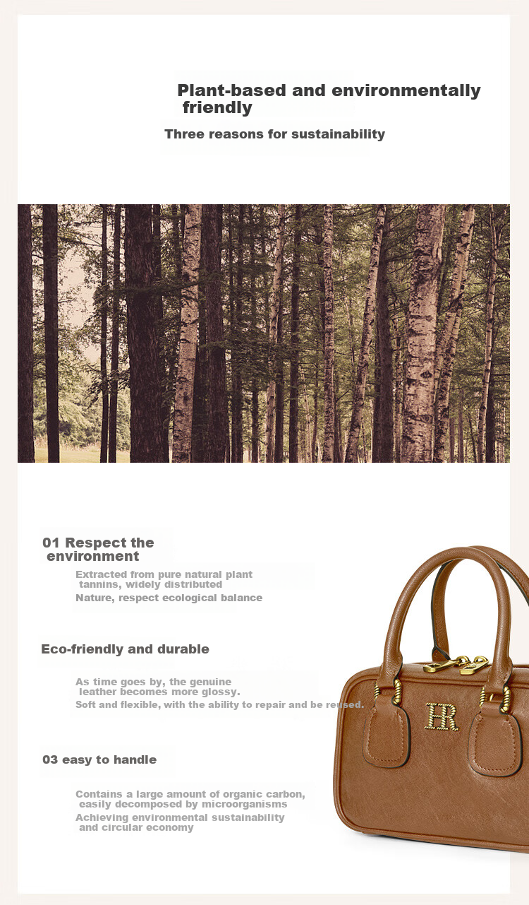 HR Women's Handbag, Shoulder Crossbody Bag, Ladies' Tote Bag, Vegetable-Tanned Cowhide Boston Bag, Handheld Bag, Birthday Gift for Wome 9