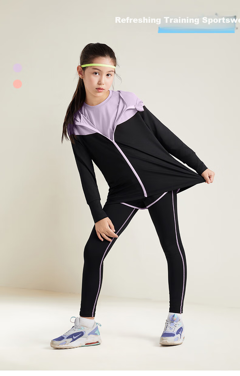 FANDIMU [Children's Sports Set], High-Elastic Breathable Running Yoga Badminton Basketball Soccer Training Clothes, Cycling Hiking 1