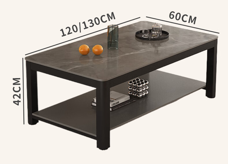 Yameile Coffee Table for Living Room, Simple And Modern, Rock Slab Marble Pattern, Double-Layer Storage, Office Tea Table 13