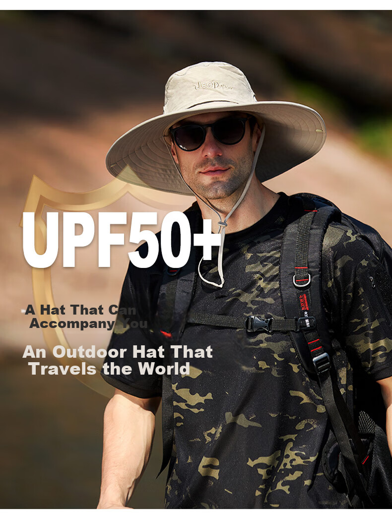JEEP Hat, Men's Fisherman Hat, Wide Brim Sun Hat, Unisex Casual Outdoor Hiking Sports Sun Hat, A0253 7