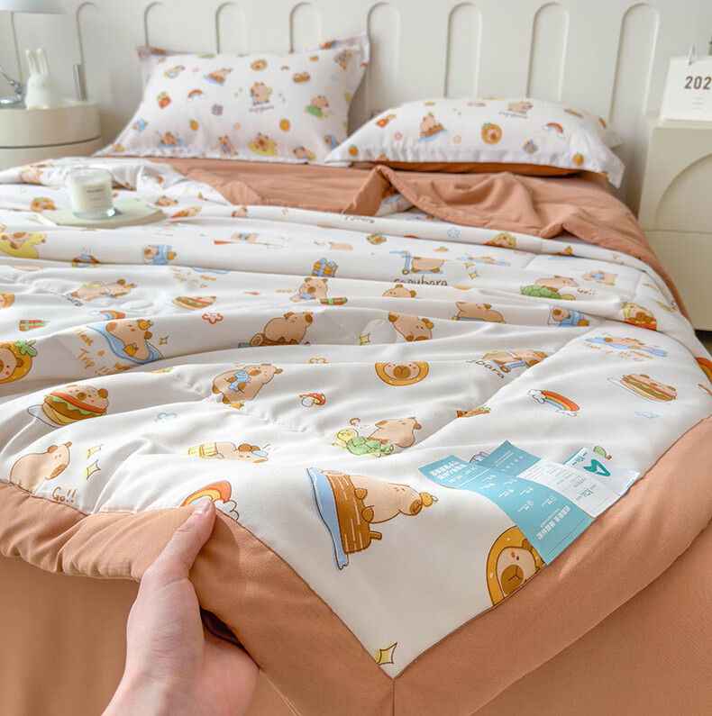 KING SHORE Summer Cooling Quilt, Class A Antibacterial Fiber Spring And Autumn Quilt, Summer Thin Quilt, Air Conditioning Quilt Insert, 200*230cm, Bear Patter 1