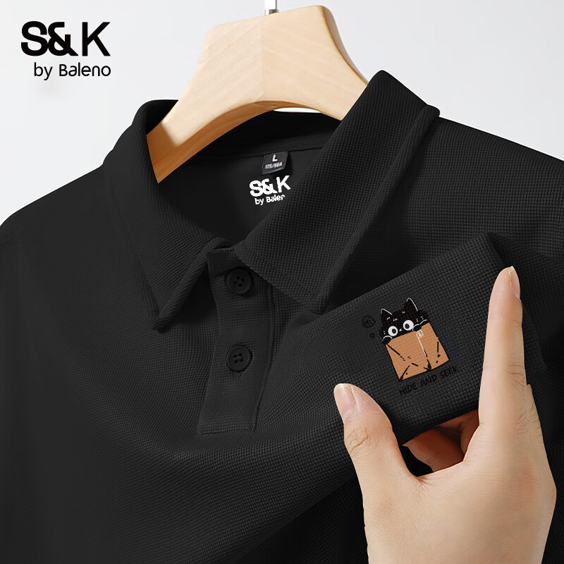 Baleno S&K Series Men's Polo Shirt, Summer Commute Versatile Korean Style Short-Sleeve Top, Breathable Casual Loose-Fit Collared T-Shirt 8