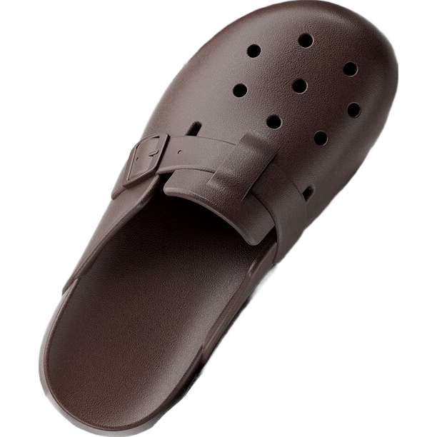 Poxi Thick-Soled Closed-Toe Slip-On Women's Summer Outdoor Perforated Shoes, Brown, Size 39-40