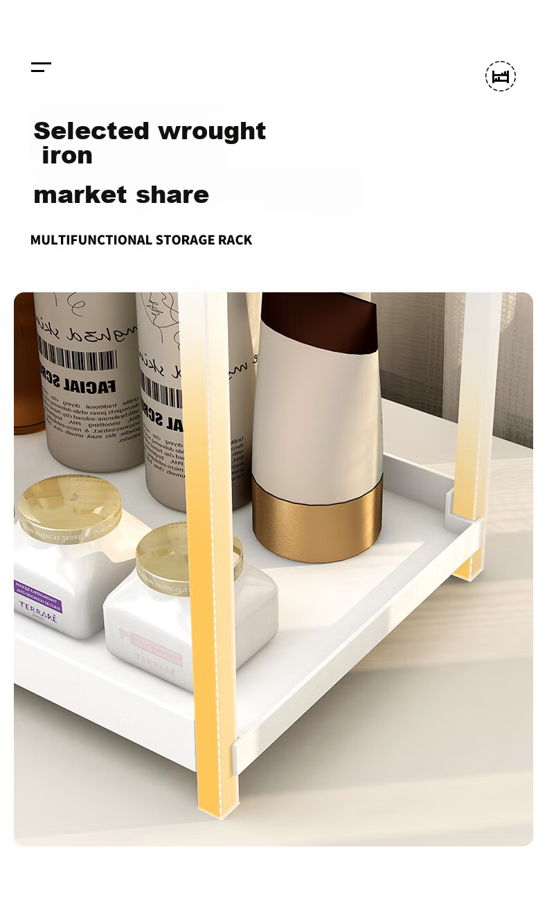 Ourunzhe Desktop Storage Rack, Skincare And Cosmetics Organizer, Dormitory Bedroom Dressing Table Small Shelf, White Double-Layer 3
