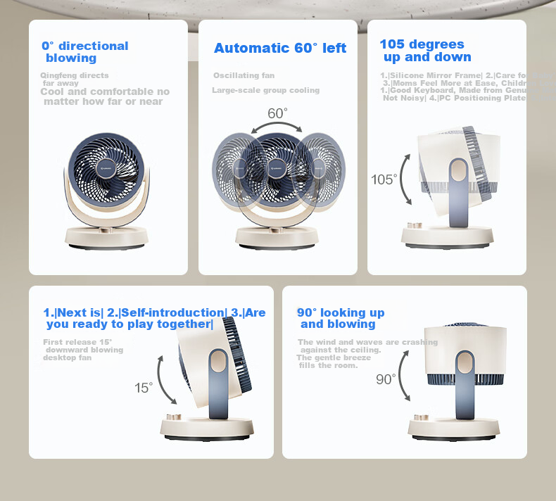 AIRMATE Air Circulation Fan Remote Control Home Desktop Electric Fan Quiet Energy-Saving Clothes Drying Circulation Ventilation Oscillating Small Fan Air Conditioner Companion FA15-RD278 11