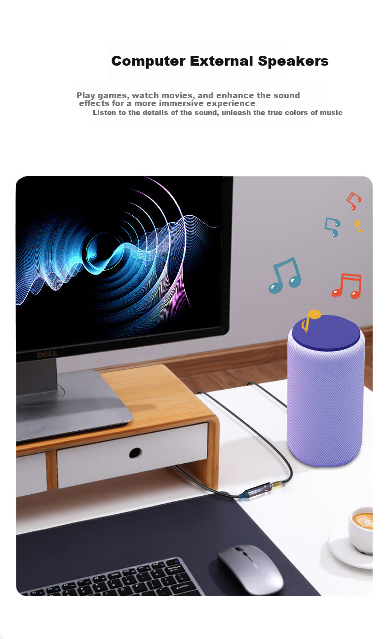 Jinghua USB External Sound Card for Desktop Computer And Laptop, USB to 3.5mm Audio Headphone Microphone Two-In Speaker Converter Head, Deep Brown, 0.5 Meter, Z175B 6