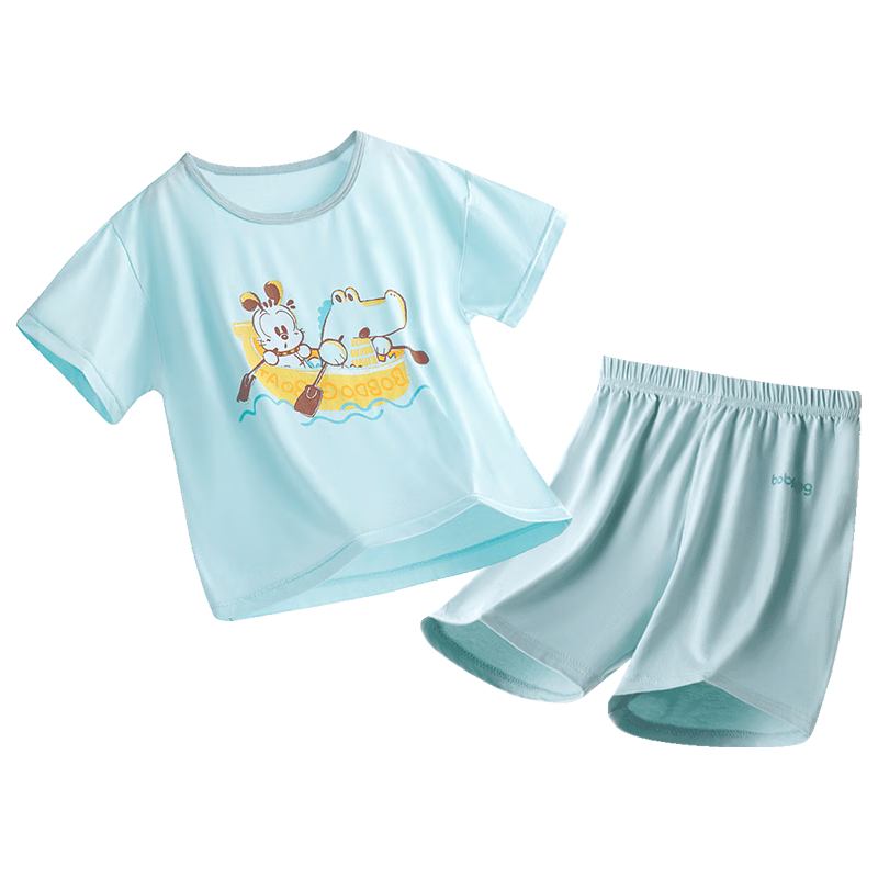 BOBDOG Children's Home Wear Set, Summer New Style Girls' Long-Sleeve T-Shirt, Cartoon Pajamas for Young Children, Boys' Top Summer Outfit