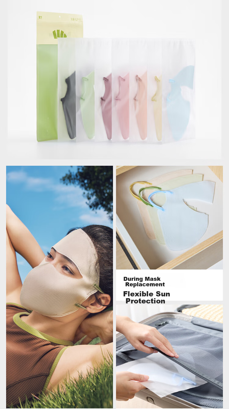 Beneunder Daily Disposable Sun Protection Face Mask for Women, Full Face UV Protection Mask, Twilight Black (X7) UV221 14