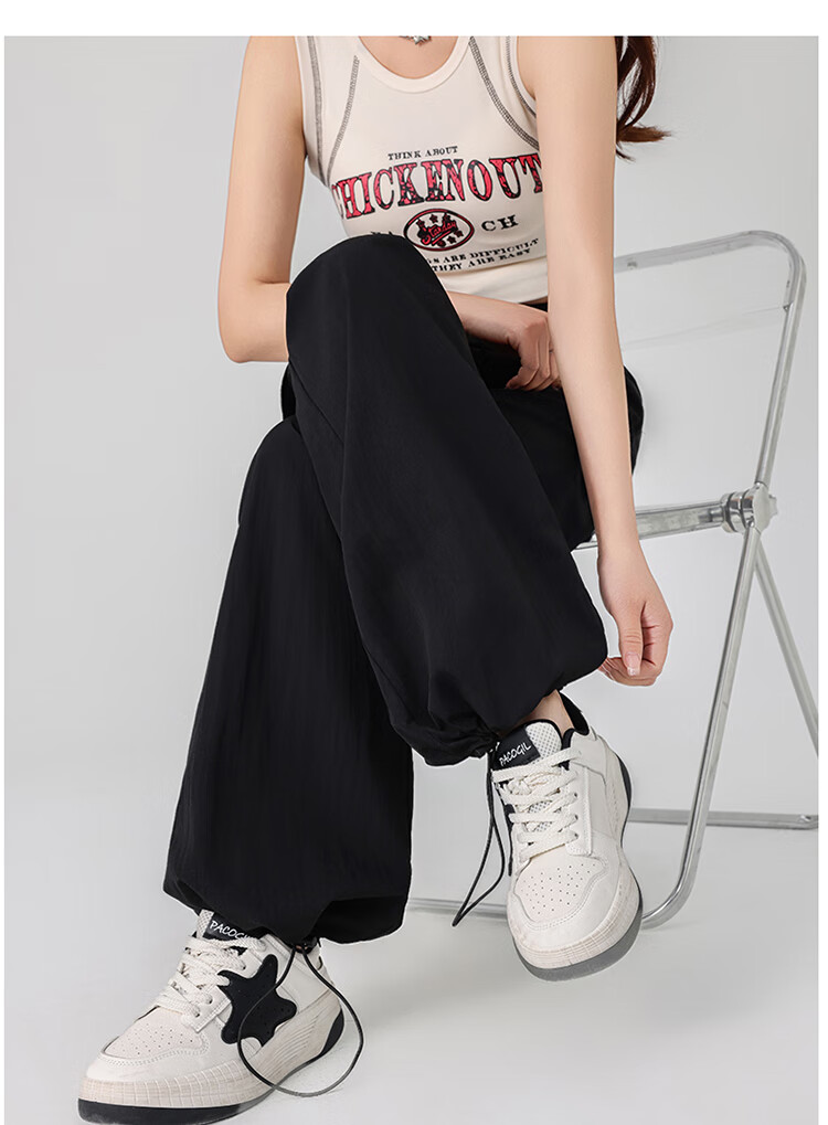 Free Style Women's High Waist Draped Wide Leg Cargo Pants 2026 Summer New Ice Silk Cool Casual Sports Paratrooper Tactical Pants 20
