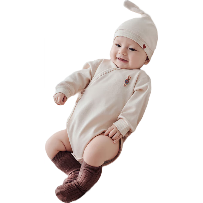 Babylove Newborn Onesie Spring And Autumn Pure Cotton Baby Clothes, Triangle Romper, Colored Cotton Baby Bodysuit, Home Wear