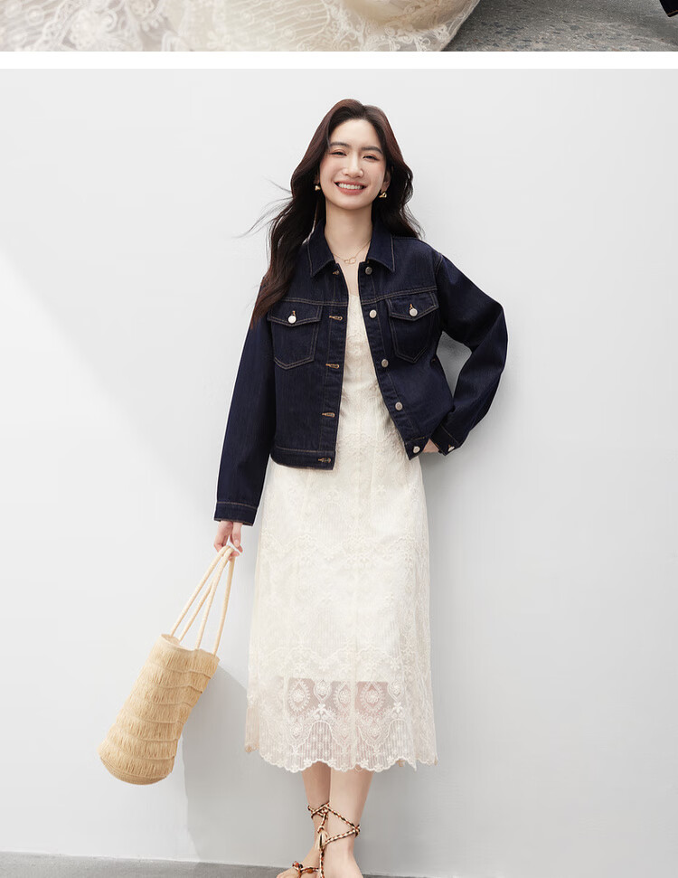 Sentubila Casual Denim Jacket for Women, Spring Season, Petite, Long-Sleeved, Loose-Fitting Outerwear, Slim-Fit Top, Navy Blue, M 23