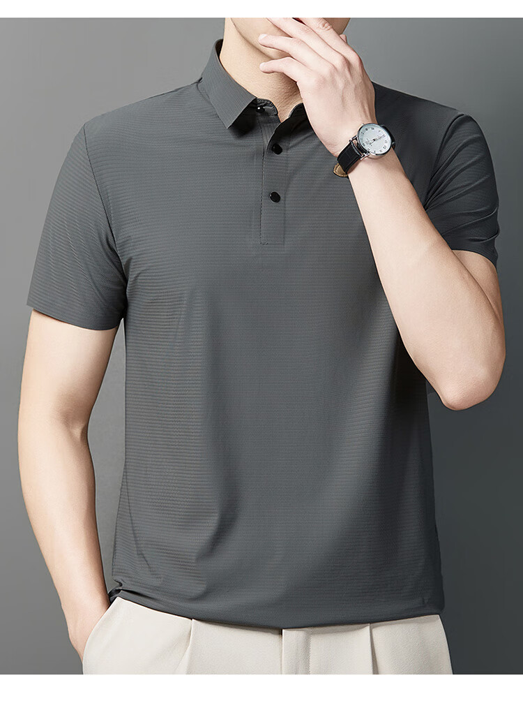 LangSha Polo Shirt for Men, Summer Sports T-Shirt, Loose-Fitting Cool Ice Silk Collar, Short Sleeve Fitness Running Father's Day Gift 24