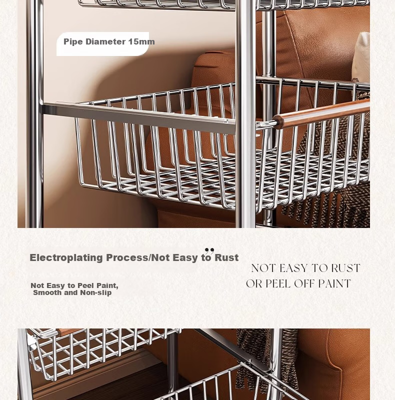 Shunyou Vintage Small Cart, Living Room Snack Storage Rack, Floor-Standing Mobile Kitchen Fruit And Vegetable Storage, Multifunctional SY-644 14