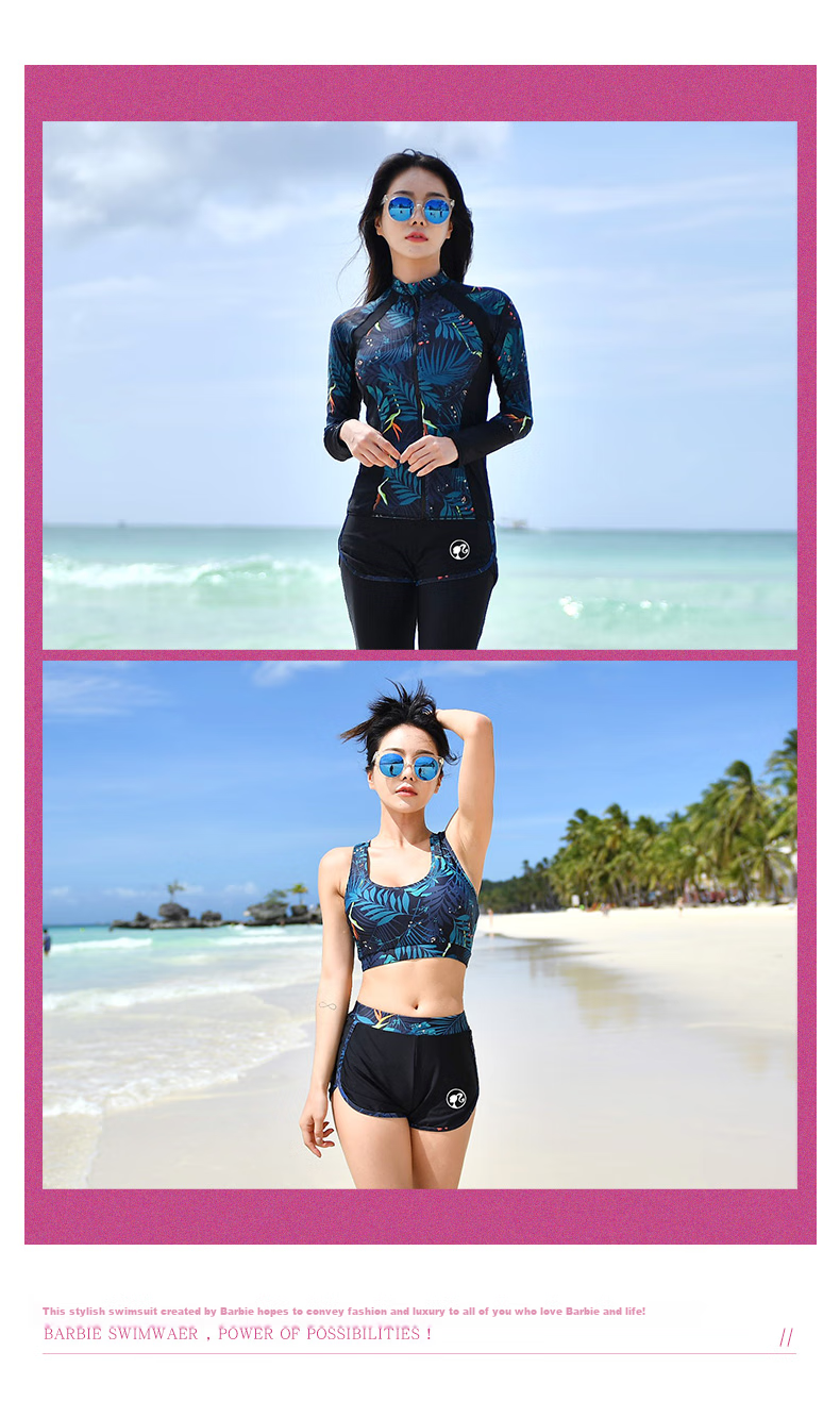 Barbie Couple's Wetsuits, Women's Two-Piece Long-Sleeve Sun Protection Jellyfish Suit, Snorkeling Suit, Surfing Suit Set, Slimming Swimwear 15