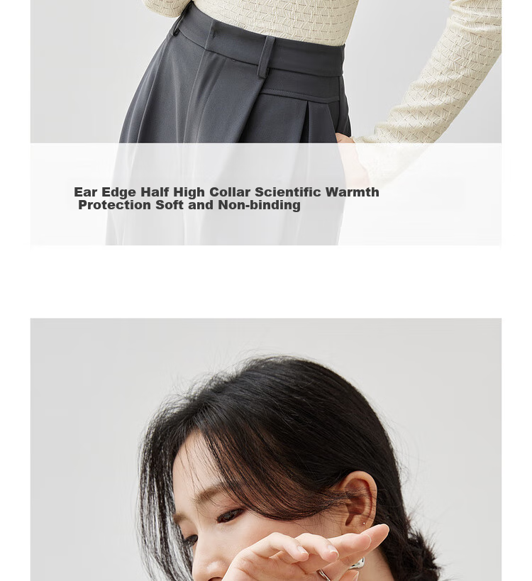 Sentubila Semi-Turtleneck Inner Layer Knit Sweater, Autumn And Winter Top, Petite Women's Warm Long-Sleeve Base Layer, Beige, XL 5