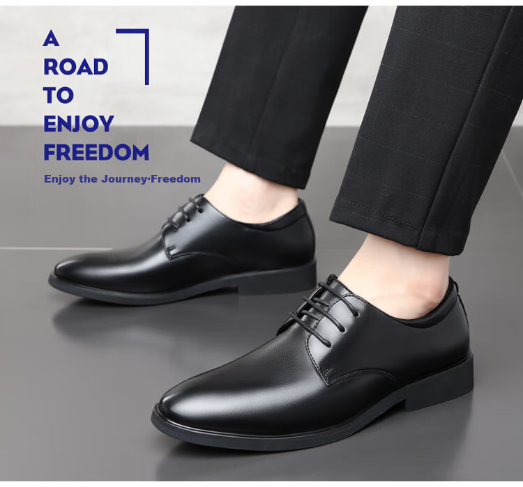 Poitulas Men's Lace-Up Business Casual Leather Shoes, Hollow Breathable Formal Shoes, 6858 Black (Sandal), Size 44 12