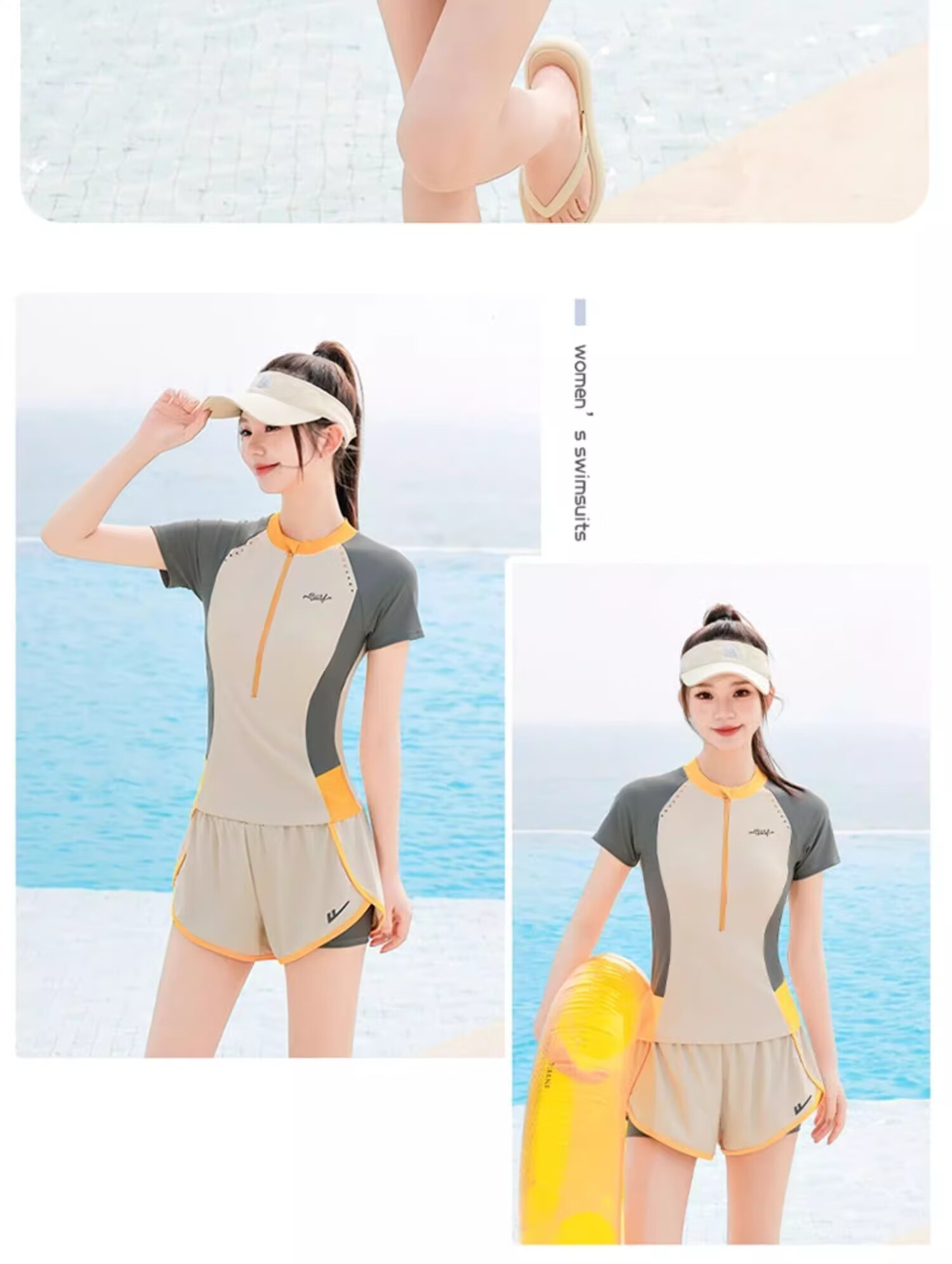 Warrior Women's Two-Piece Swimsuit Fashionable Hot Spring Swimwear Tummy Control Slimming Conservative Sports Swimwear 16003H1I White L 15