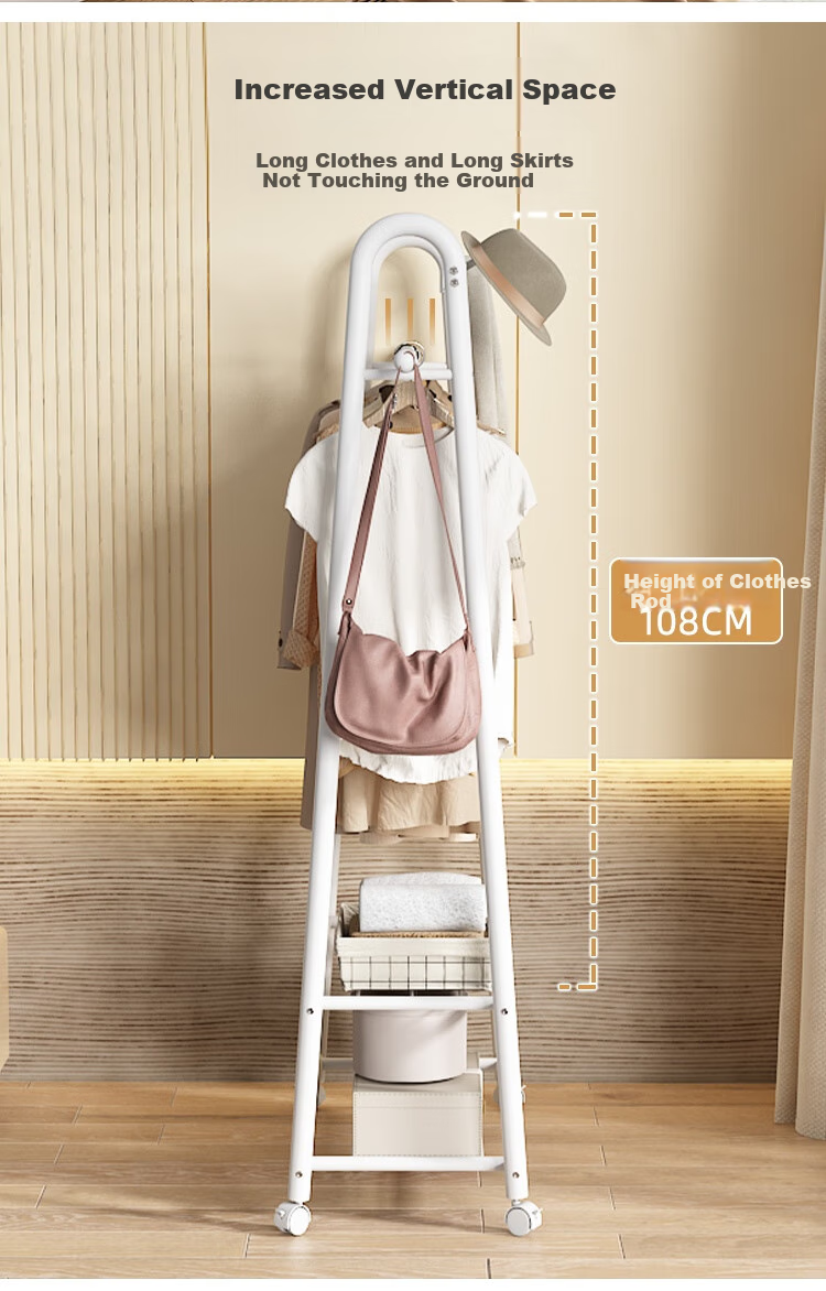Anerya Iron Coat Rack, Floor-Standing Bedroom Clothes Hanger, Simple Indoor Hook Drying Rack, 80cm 4